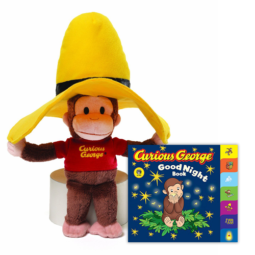 Gund Curious George Yellow Hat Plush Doll + Good Night Book